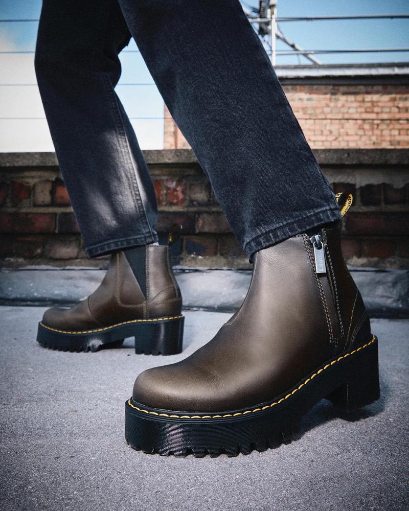 Dr Martens Rometty Leren Hakken Laarzen Dames Bruin | NL 628OKI